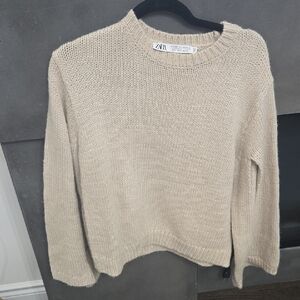 Zara Beige Crew Neck Sweater